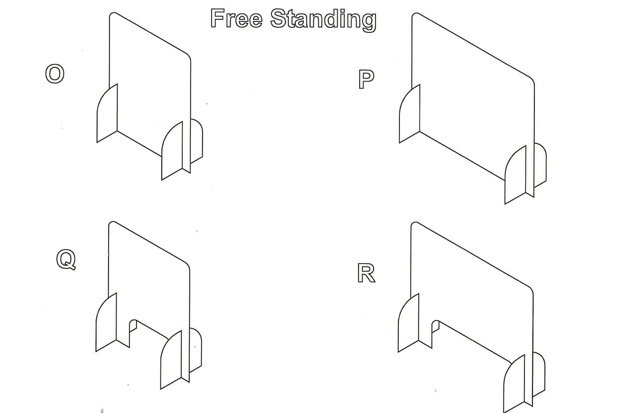 Flat Pack Free Standing Sneeze Guards from Collins Plastics